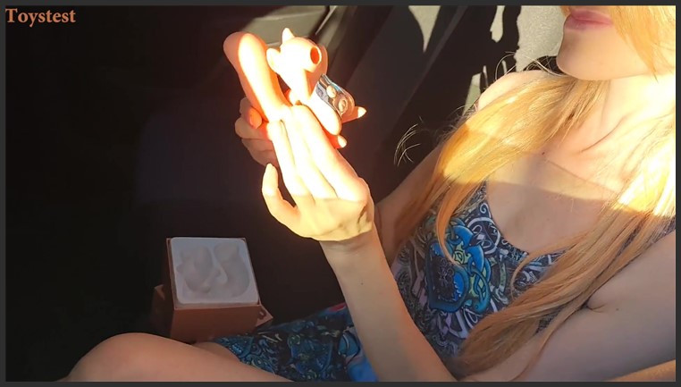 girl shows her pussy for the gift squirrel toy