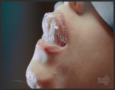slave condom cum draining in slow mo