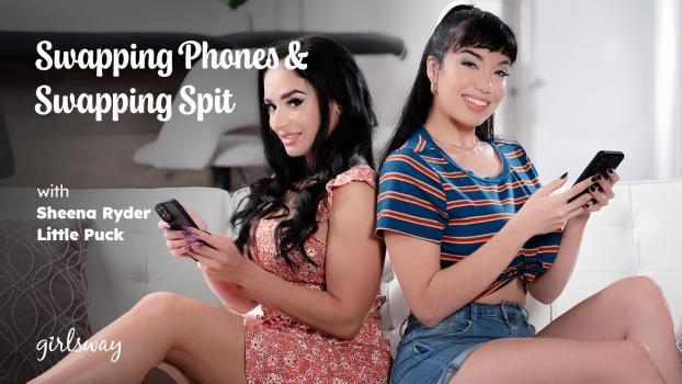 girlsway 25 01 12 sheena ryder and little puck swapping phones & swapping spit