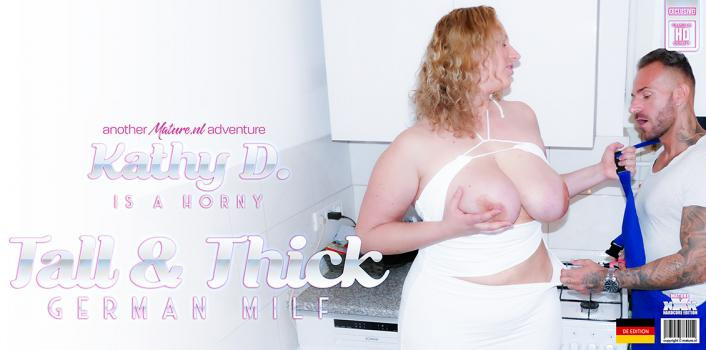 23 08 14 kathy d thick german milf kathy d. has a big ass and tits she uses to seduce the handyman into sex at home