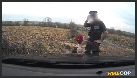 cop spunks on her tattoos and tits