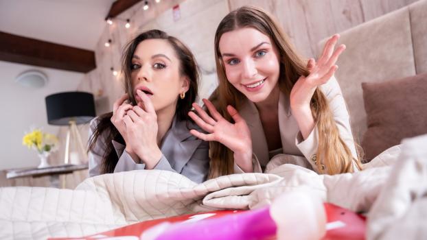 lesbea 30 01 2024 sabrisse and arina shy lesbian milf brings dildo to work