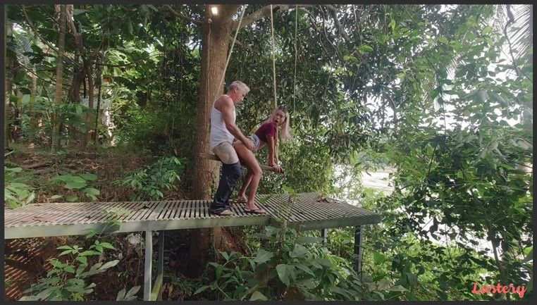 e599 cinnamon and spice outdoor anal on a swing by the river