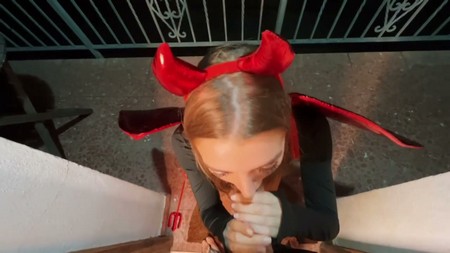 Demoness knocks on your door on Halloween