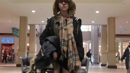 Public Flashing In City With Deer Antler