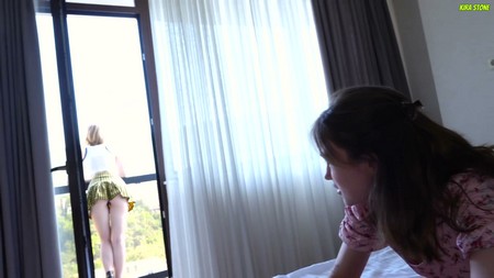 KiraStone 2025 Hey girlfriend help my boyfriend cum Two lesbian friends fuck a guy with a big dick